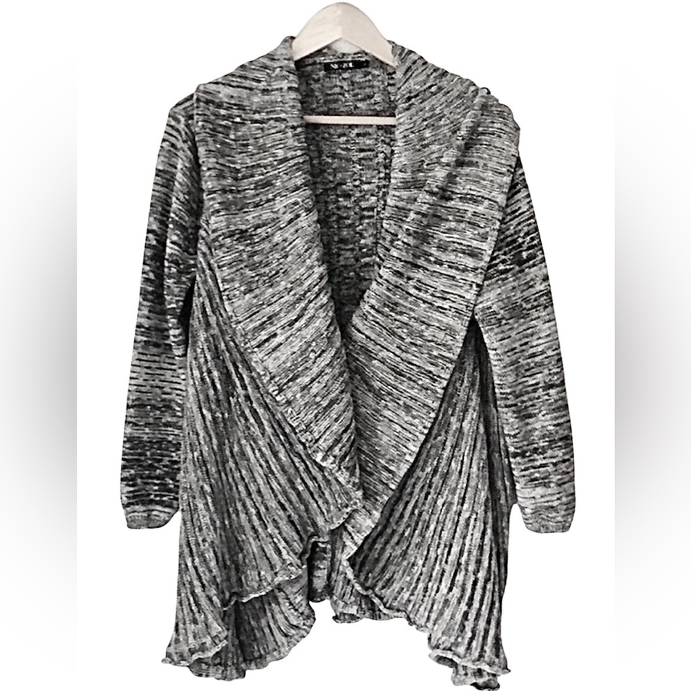 Nic+Zoe Marled Gray Chunky Oversized Cardigan Shawl Neck
